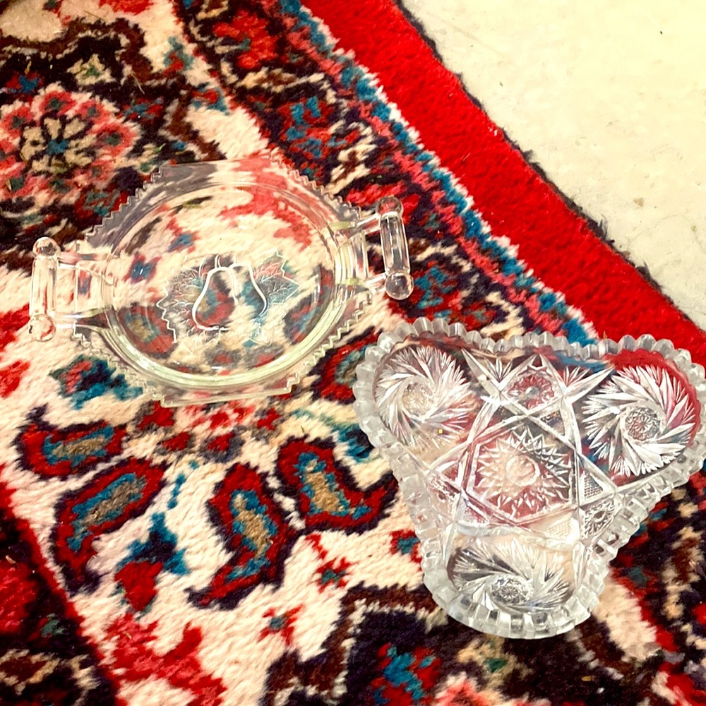 Choice of ONE Clear Glass Trinket Dishes. American brilliant or Jeanette pears